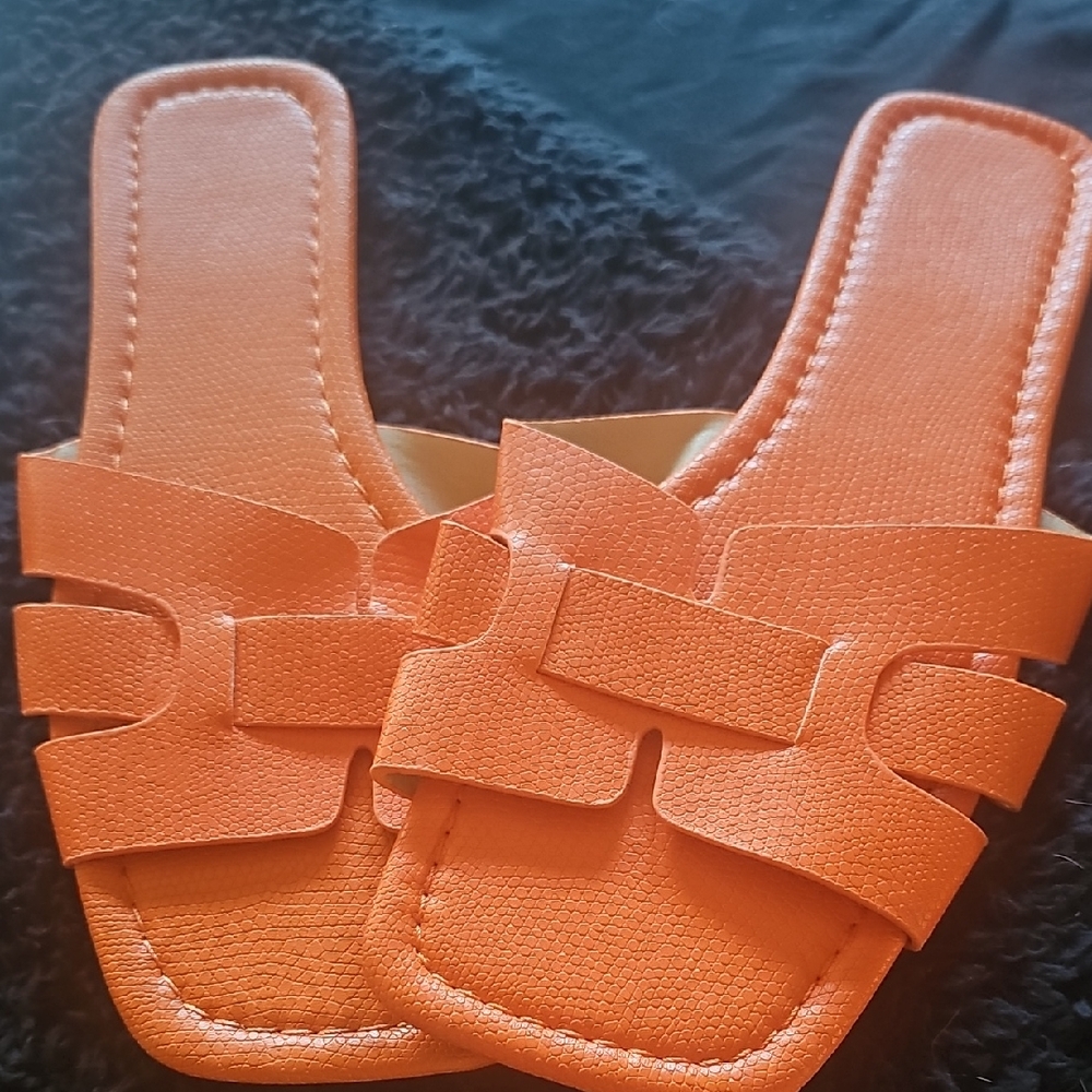Orange Slide Sandals